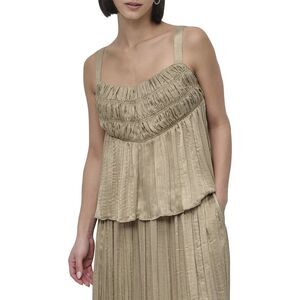 Dkny Womens  Crushed Crease Top, Brown